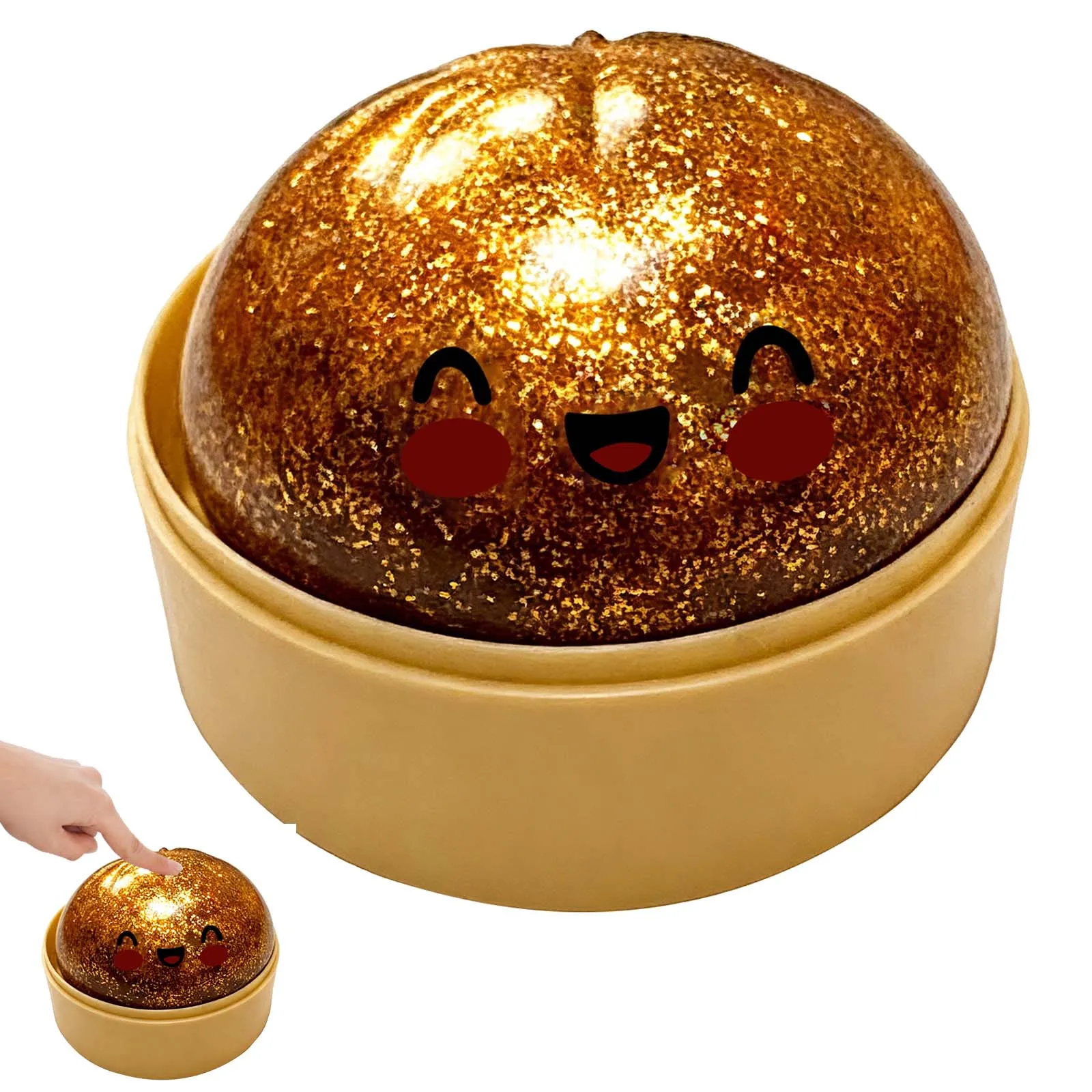 Dumpling Squishy 1pcs Glitter Steamed Bun Pinch Music Simulation Steam Buns Shape Cute And Fun Relieve Stress Squish Dumplings