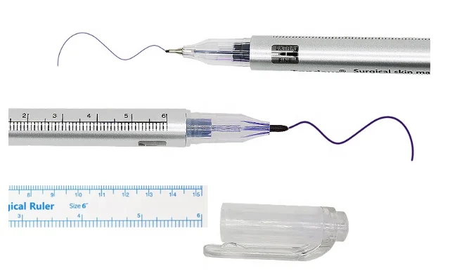 Accessori per strumenti per pennarelli per la pelle del tatuaggio pennarello chirurgico per la pelle per sopracciglia penna a punto fisso da 0.5mm/1mm con strumenti per Set di righelli