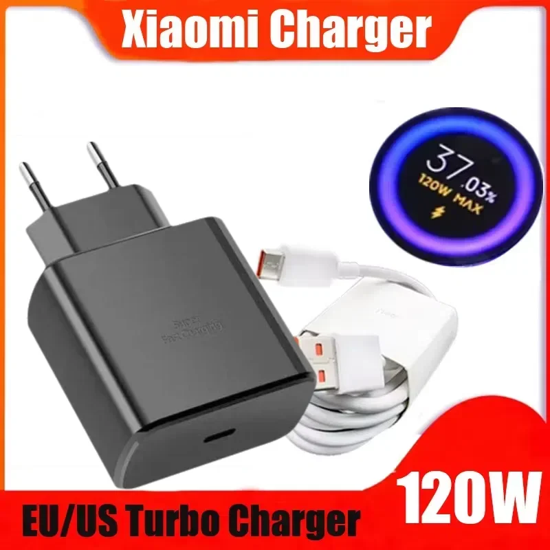 Xiaomi 120W GaN USB C Charger QC3.0 Quick Charge Mobile Phones Charger Adaptor 10A Type C Cable For Samsung IPhone Fast Chargers