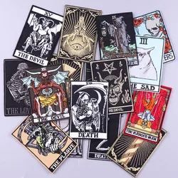 Tarot Patch Iron On Patches For Clothing Plague Death Embroidered Patches On Clothes Stripes Fusible Patches Backpack Badges DIY