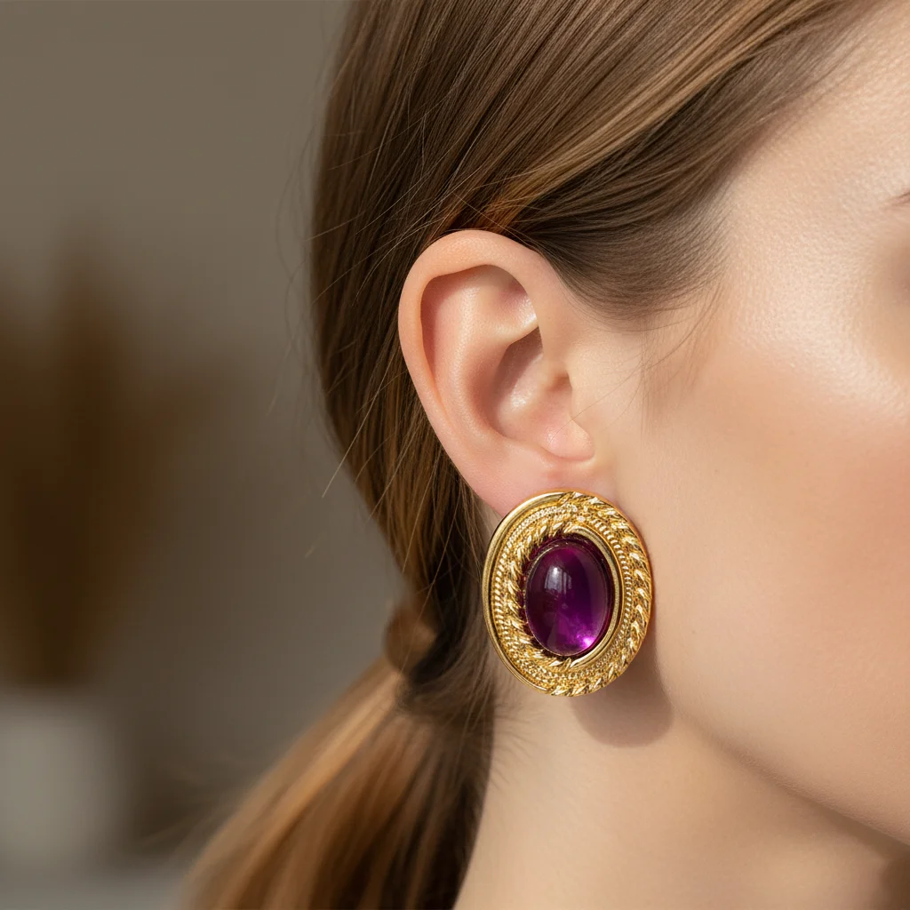 

Vintage Exquisite Elliptical Shape Turquoise Clearly Crystal Stone Earrings for Women Elegent Female Ear Stud for Birthday Daily