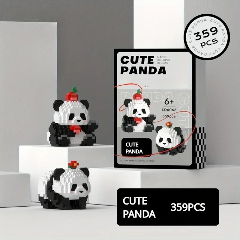 

6061-63Cute Panda Building Blocks, DIY Educational Toys, Christmas/Halloween/Thanksgiving Day Gift
