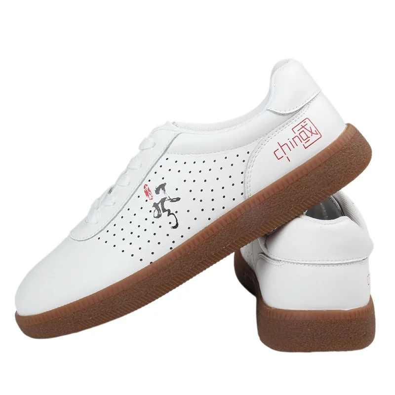 أحذية تاي تشي فنون الدفاع عن النفس جلد طبيعي قسط جلد البقر خفيفة الوزن عدم الانزلاق أحذية الووشو مريحة Taiji ممارسة الأحذية