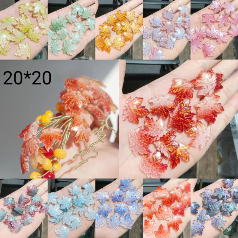 

10Pcs 20mm Vintage Maple Leaf Glass Bead Loose Spacer Beads DIY Jewelry Making Charms for Hairpin Headwear Accessories Wholesale