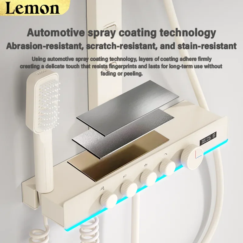 Conjunto de sistema de chuveiro multifuncional para banheiro com interruptor rotativo, água quente e fria pressurizada para uso doméstico e em hotel