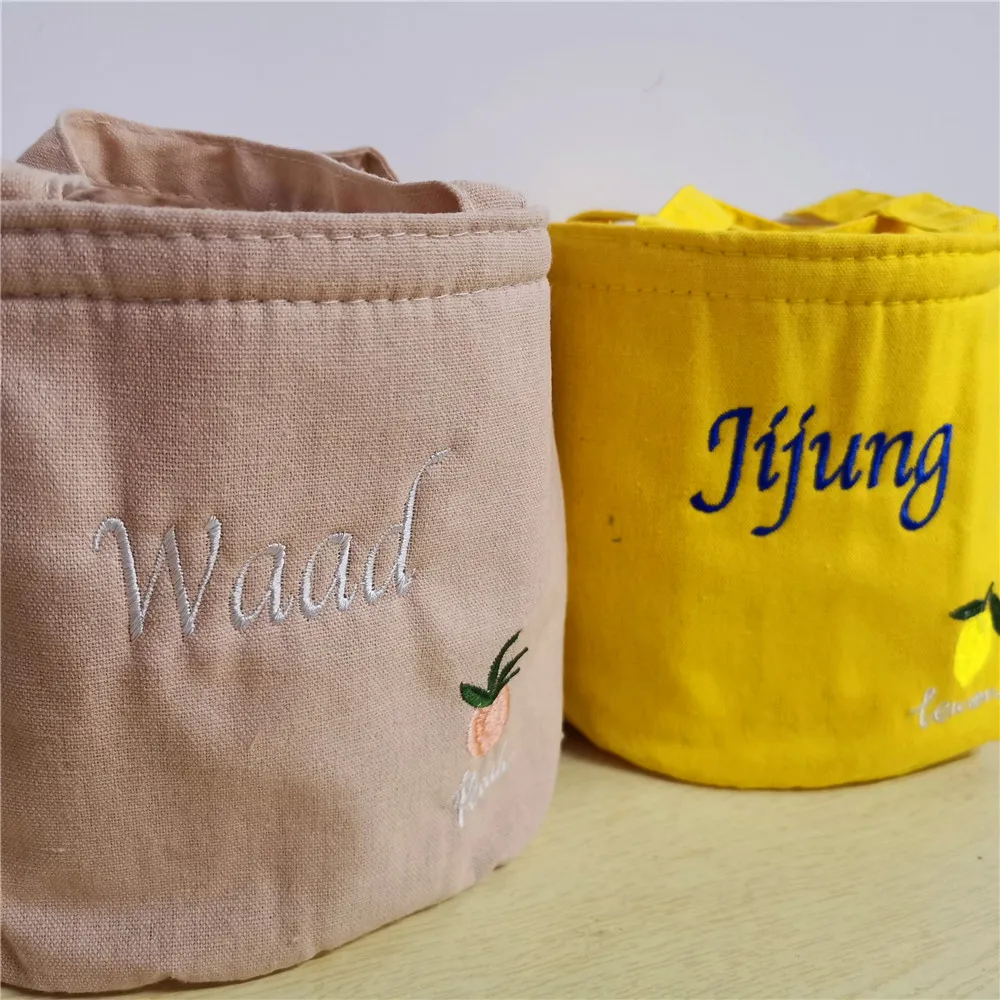 Personalized Embroidered Name Insulation Bag Candy Color Student Lunch Box Bag Custom Name Women's Handbag Fruit Storage Bag