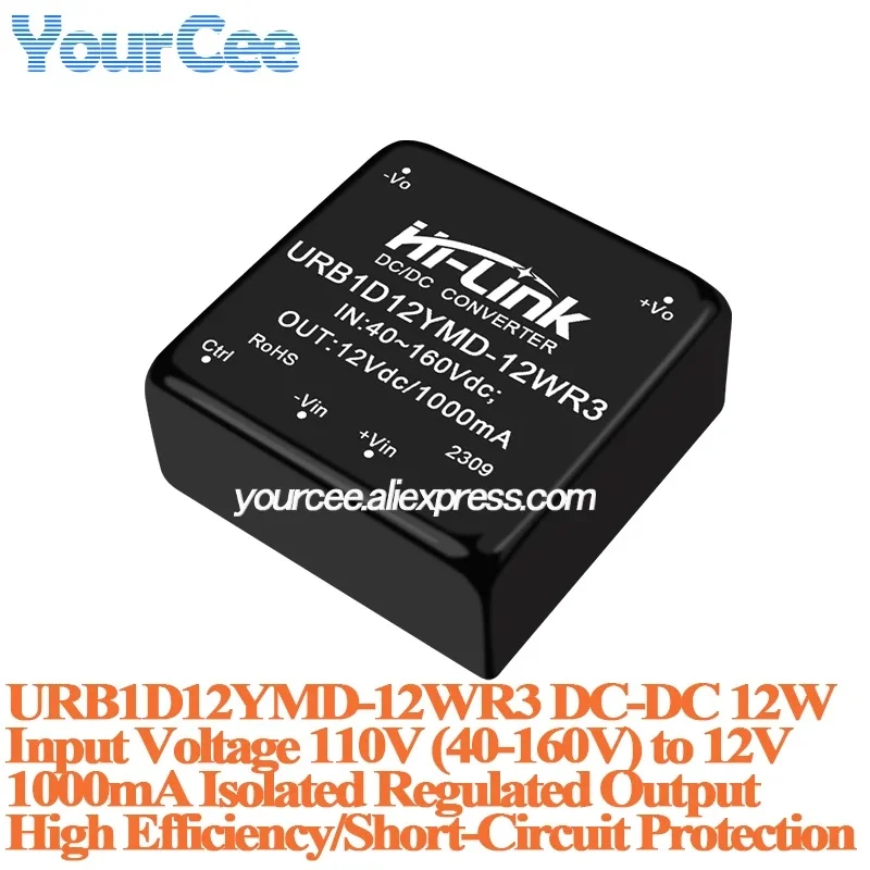 DC Power Module 5W 6W 10W 12W 20W 25W Isolated Regulated Output 110V 48V 24V to 3.3V 5V 12V 15V 24V URB2403YMD URB4803YMD