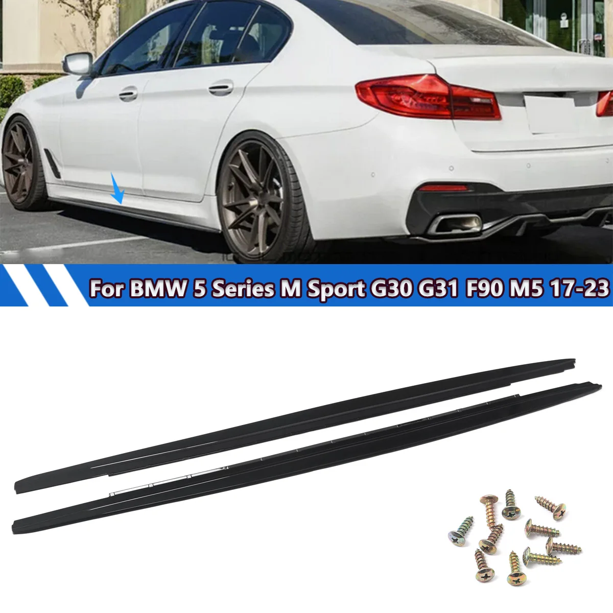 

Разделитель боковых юбок для BMW 5 серии G30 G31 530e M550i 540i M Sport 2017 2018 2019 2020 2021 2022 2023 Губа бокового бампера