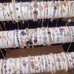 10Pcs/Lot Micro Inlaid Zircon Copper Alloy Chain Bracelets For Women Korean Elegant Party Wedding Fashion Jewelry Accessories