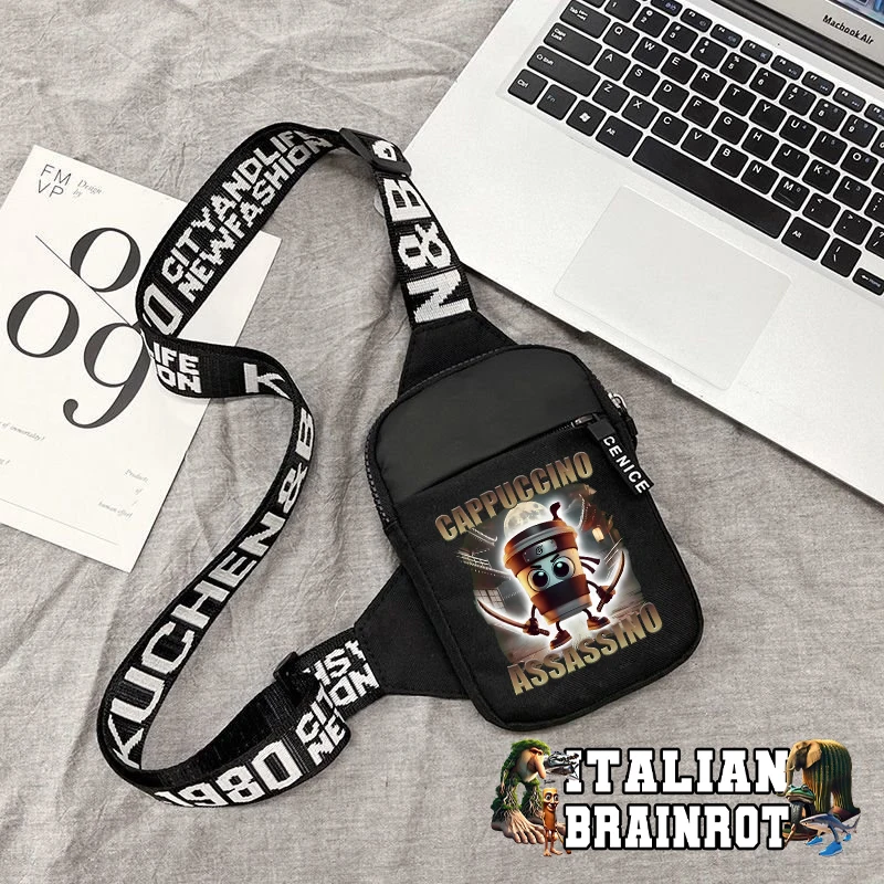 

Italian Brainrot Shoulder Bag Cute Cartoon Anime Canvas Women Man Mini Phone Purse Printed Crossbody Strap Handbags Bags Gifts
