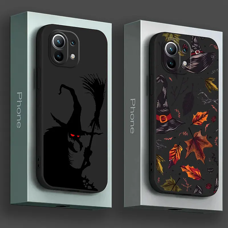 

Halloween Witch Hat Bat Phone Case For Xiaomi Mi 14T 13T 12T 11T 10T Pro 11 Lite 15 Ultra Poco X7 F7 Pro X3 X5 X6 M5 M7 F6 Cover