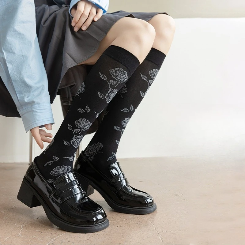 1/3 pairs Fashion Versatile Thigh Length Socks Women Sexy Silk Socks Medium Length Tights Lace JK Socks Breathable Women's Socks