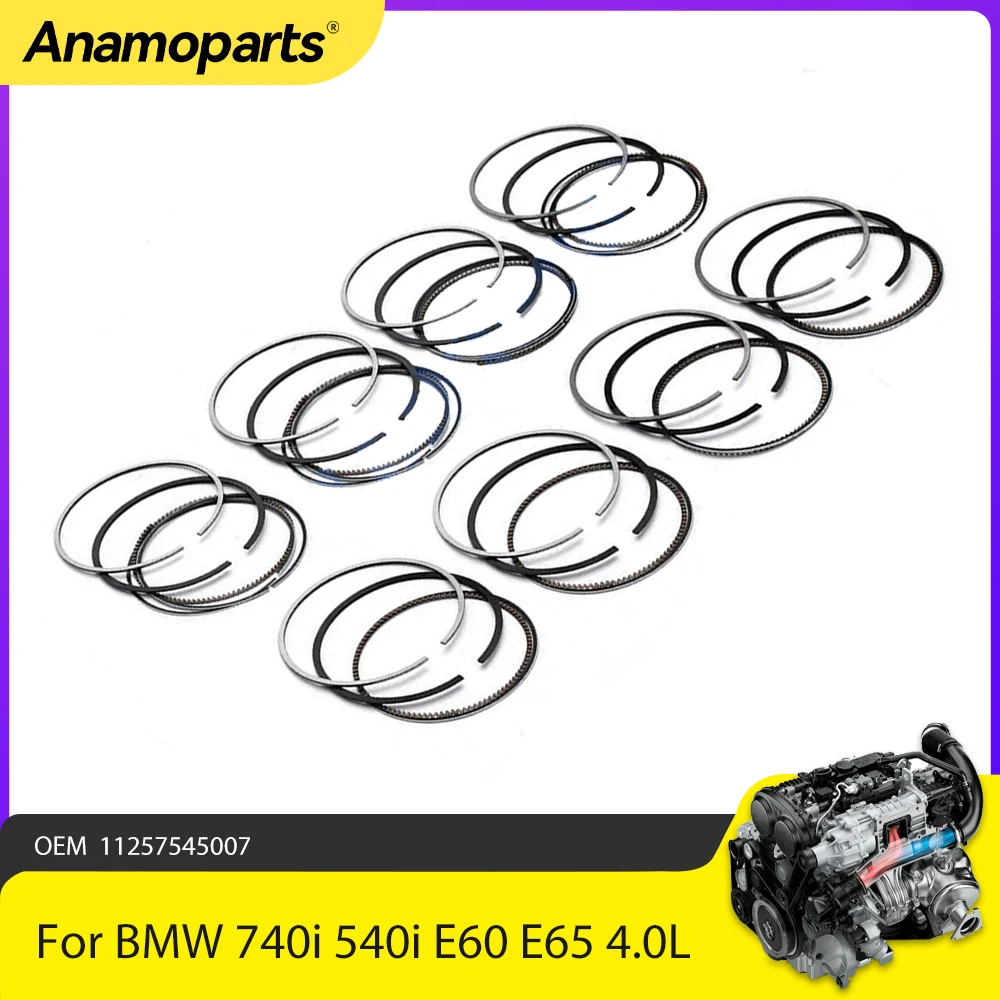 

Engine Parts 8x Piston Rings STD Φ87mm Mahle Fit 4.0 L For 04-10 BMW 740i 740Li 540i E60 E65 E66 N62B40 4.0L V8 OEM 11257545007