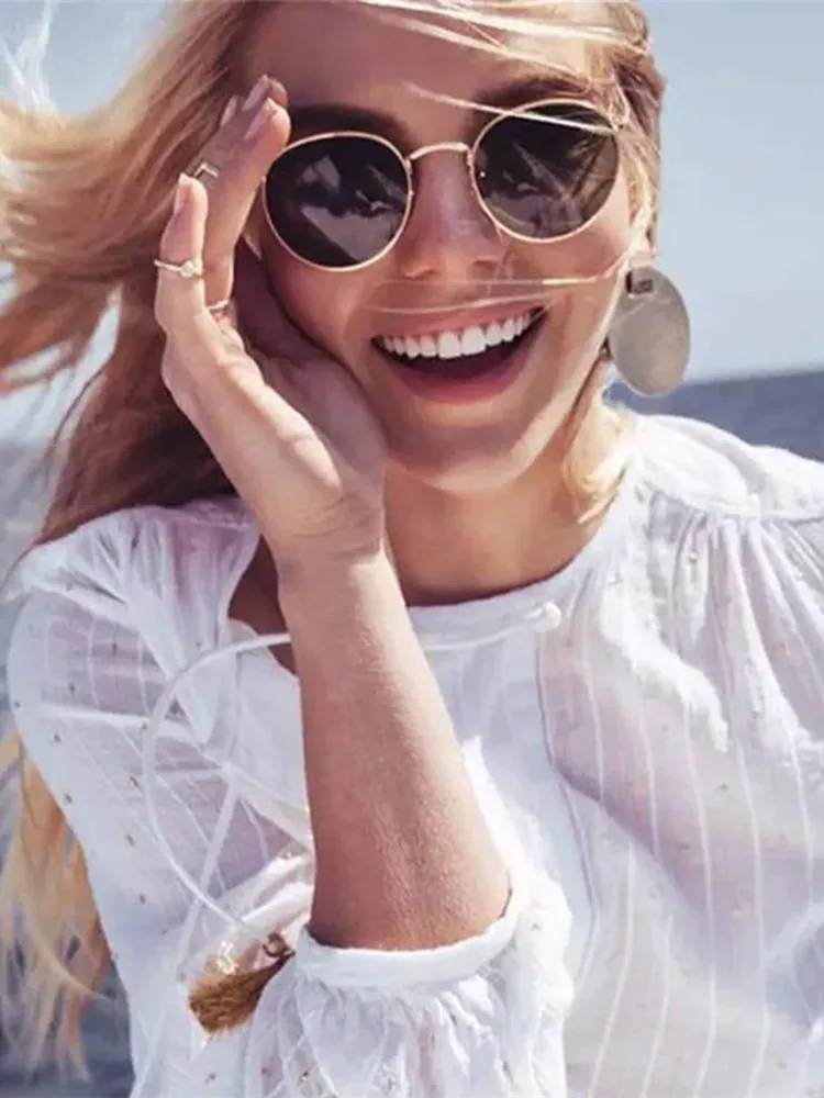 Retro owalne okulary przeciwsłoneczne damskie/męskie marka projektant vintage małe klasyczne okrągłe okulary przeciwsłoneczne na zewnątrz UV400 óculos De Sol Gafas — zdjęcie 2