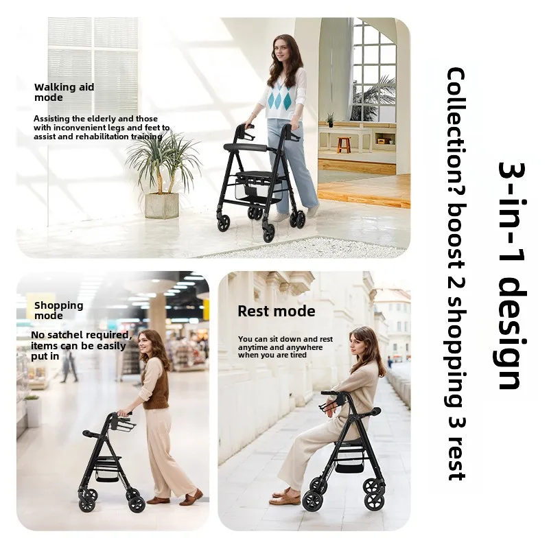 

Heavy Duty Rollator Walkers for 450 Lbs, Lightweight Folding Walking Sticks with Seat Four Wheel Rollator Walkers for Elderly