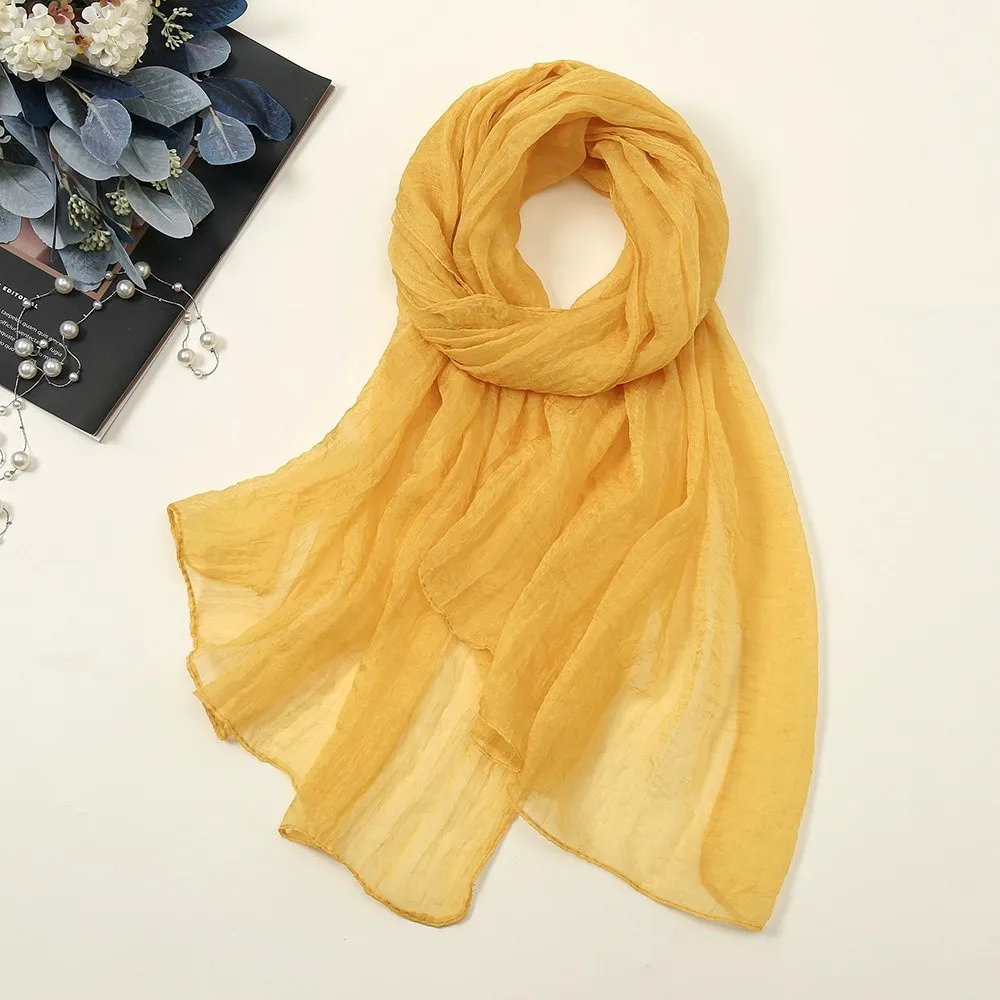 

New Solid Color Chiffon Scarf Thin Protection Shawl Silk Soft Long Wrap Hijab Spring