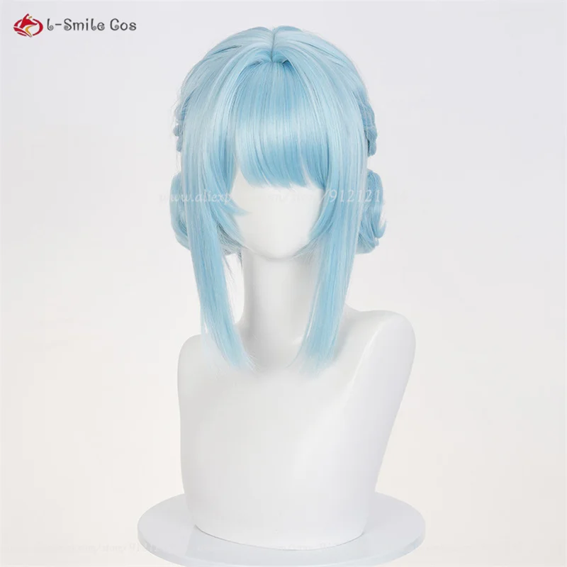 Ineffa Cosplay perruque bleu clair 40 cm perruques courtes résistant à la chaleur cheveux synthétiques pour femmes Costumes Anime Cosplay perruques Halloween