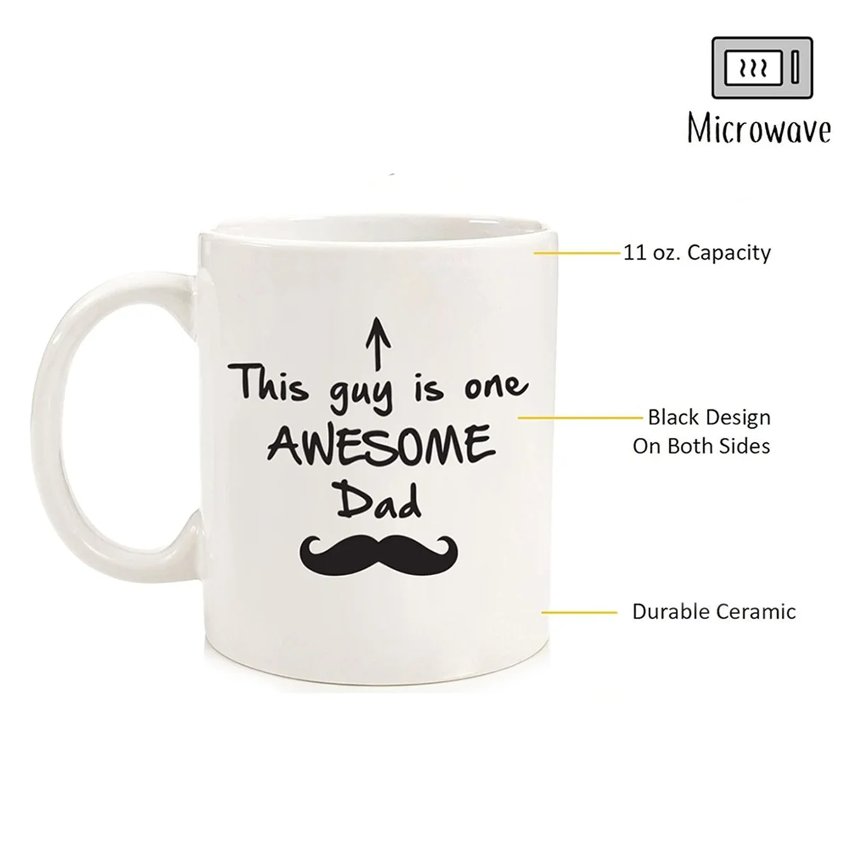 Father'S Day Gift Temperature-Sensitive Color-Changing Mug Ceramic Coffee Mug Dad Beard Water Mug