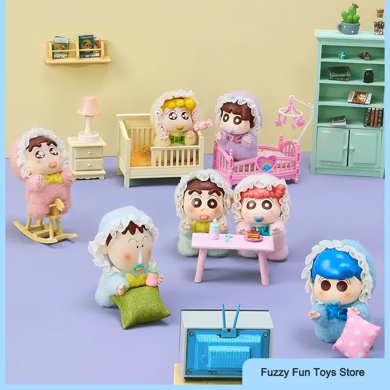 52 لعبة تلوين شين تشان الطفل سلسلة الفينيل أفخم صندوق أعمى لطيف أنيمي شخصية دمية سطح المكتب العصرية حلية لعبة من الكارتون هدية