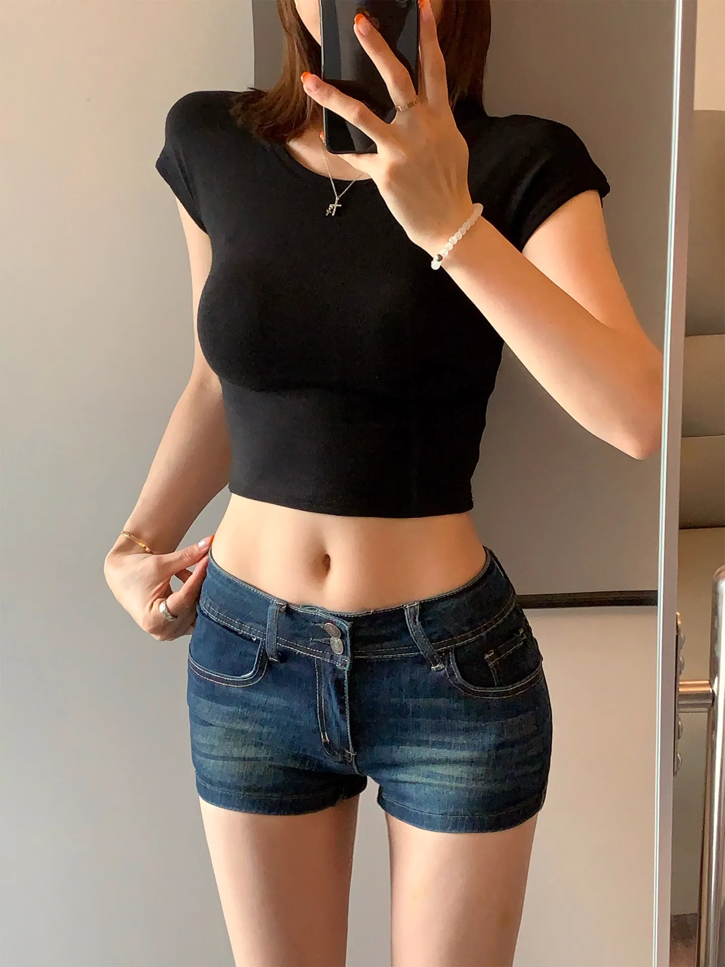 American Style Slim Fit Low Waist Denim Shorts Women Summer New plus Size Slimming Thin Tight Butt Hugging Hot Pants