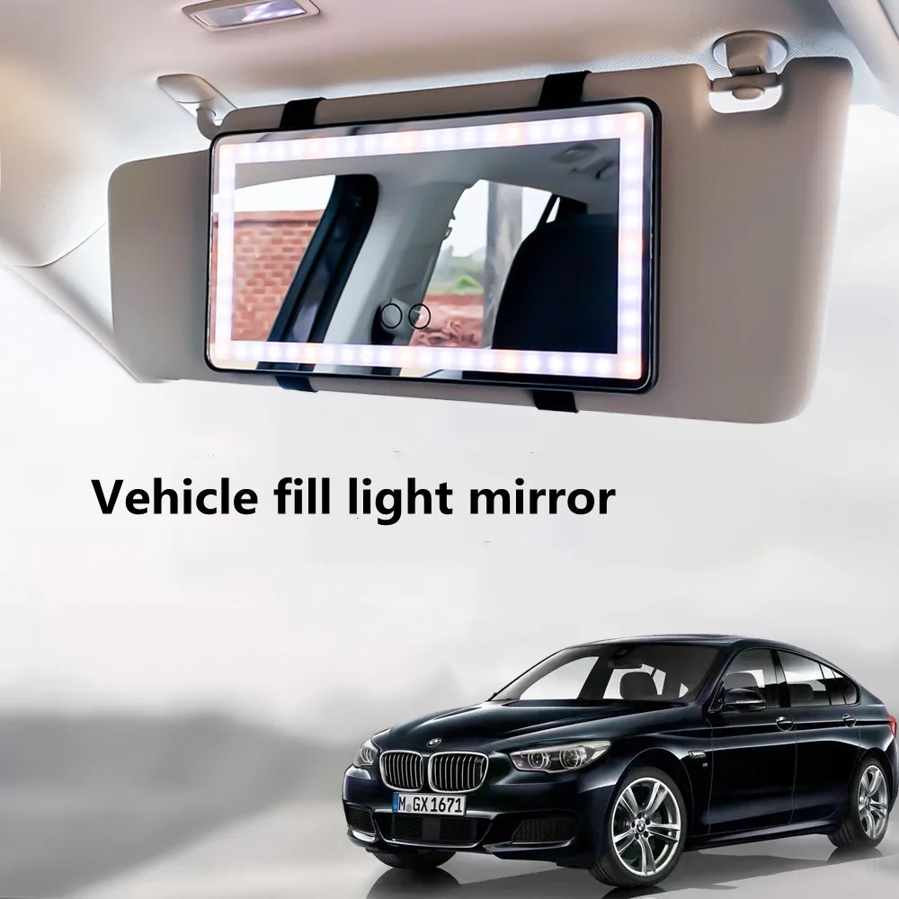 

Universal Car Interior Mirror LED Touch Screen Switch Makeup Mirror Rechargeable Sun Visor High Clear HD Vanity Mirror 260x135mm