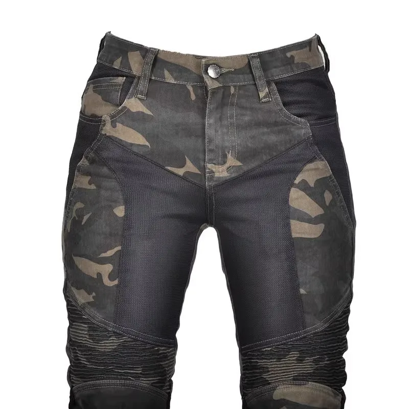 Pantalones de motociclista Loong para montar en motocicleta, pantalones vaqueros transpirables de malla para mujer, pantalones informales ajustados de protección diaria para caballero de Motocross