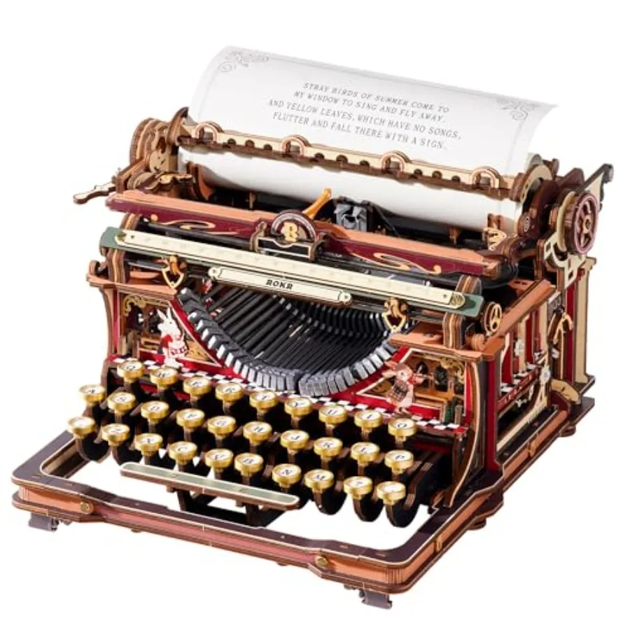 

Mechanical Typewriter 3D Wooden Puzzle for Adults- Vintage Model Kit, No Glue, 324 PCS, 12H Assembly, Building Project, Retro D