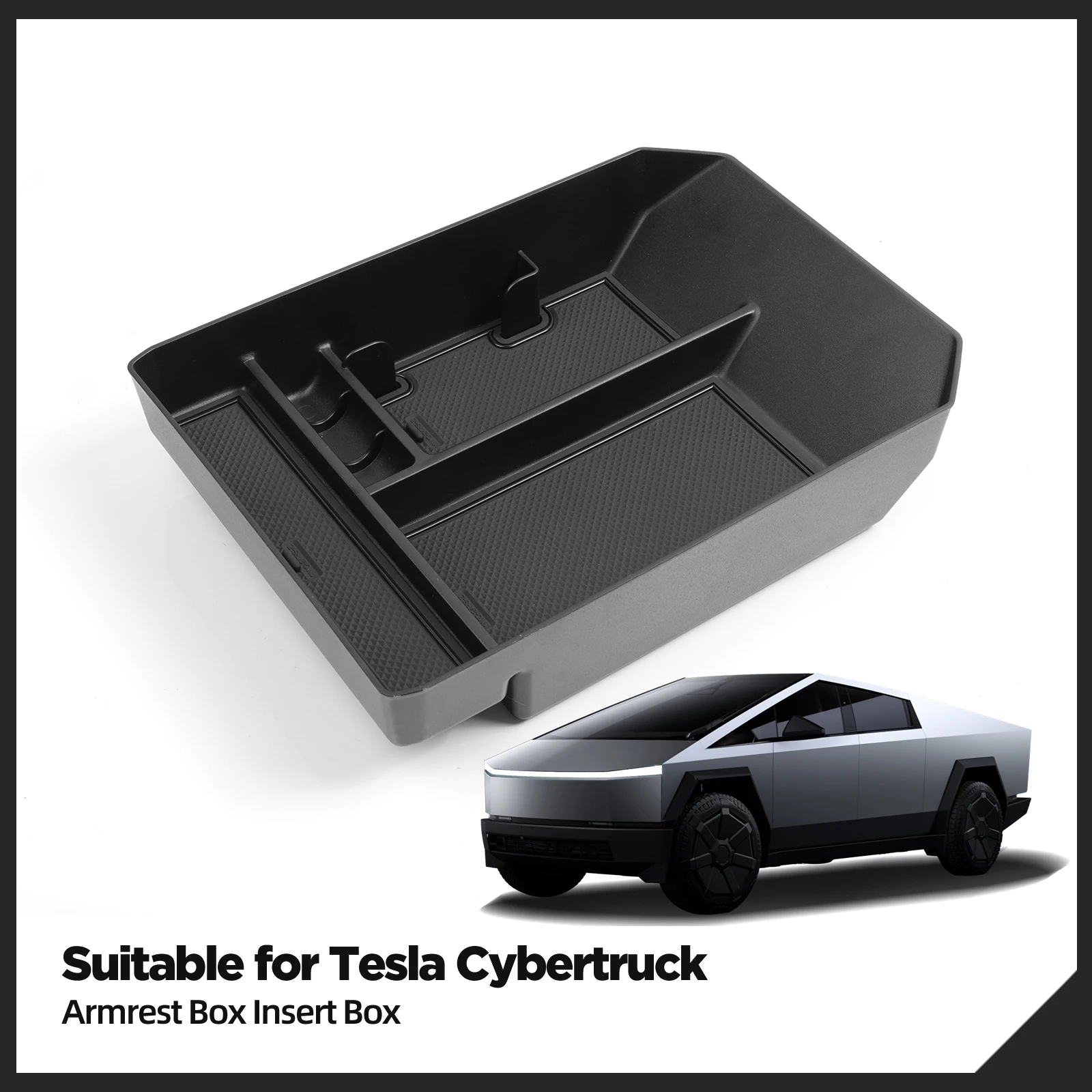 for Tesla Cybertruck 2024 2025 Center Console Armrest Storage Box Car Tray Organizing Tidying Auto Interior Accessories  Black