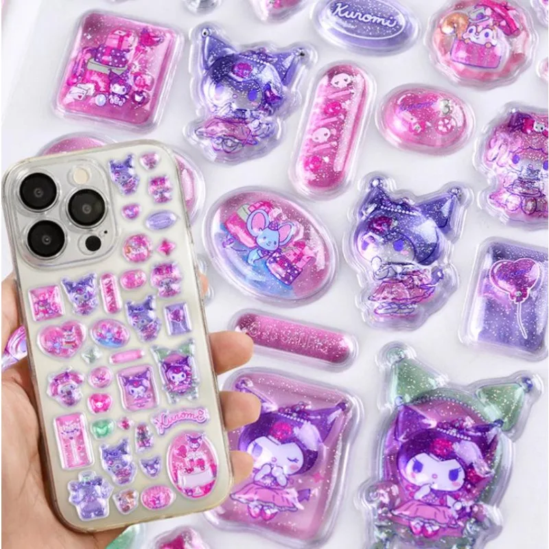 Nouvel autocollant Sanrio Kuramitsu Goka 2026, autocollant tridimensionnel mignon en forme de gemme, autocollant décoratif en cristal en relief