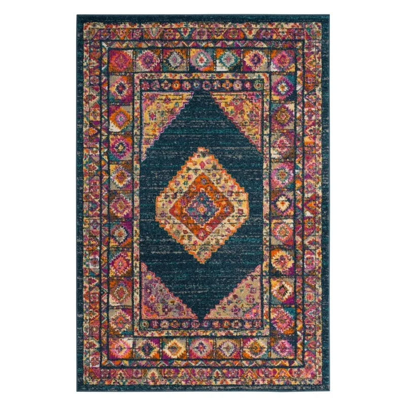 Tapete Tradicional Emmet, Laranja/Fúcsia, 6' x 9'