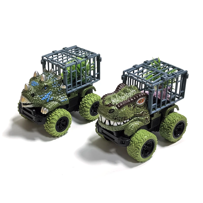 T-Rex Dinosaur Truck Toys Inertia Car Monster Truck Transport Truck Toys with Dino Figures for Boys Toddlers Dinosaur Games