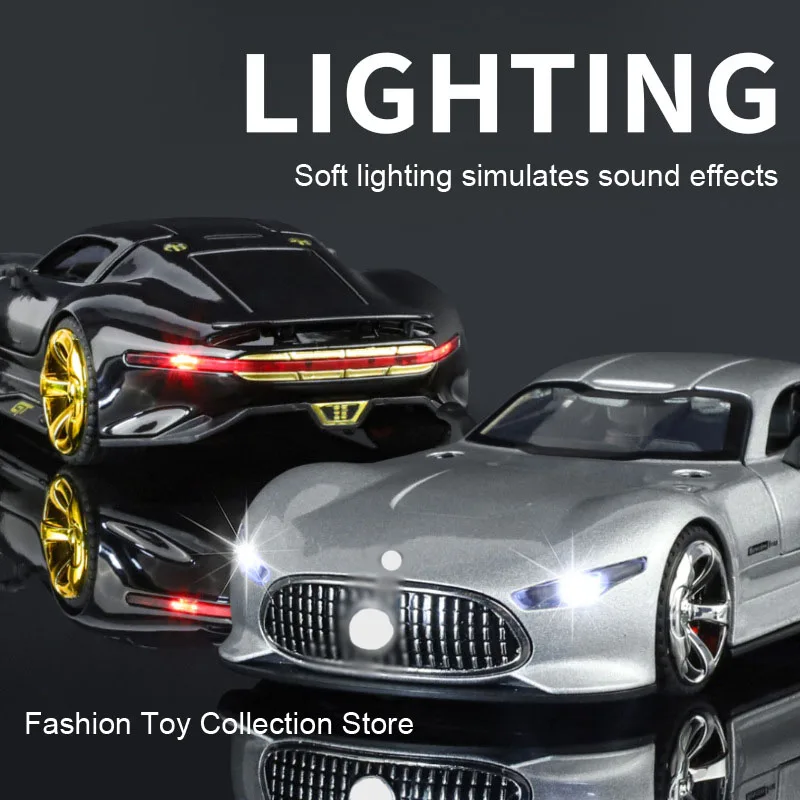 1: 32 Bens-AMG GT Alloy Car Model High Simulation Diecasts Toy With Sound and Light Pull Back Vehicles Decoration Toys For Kids