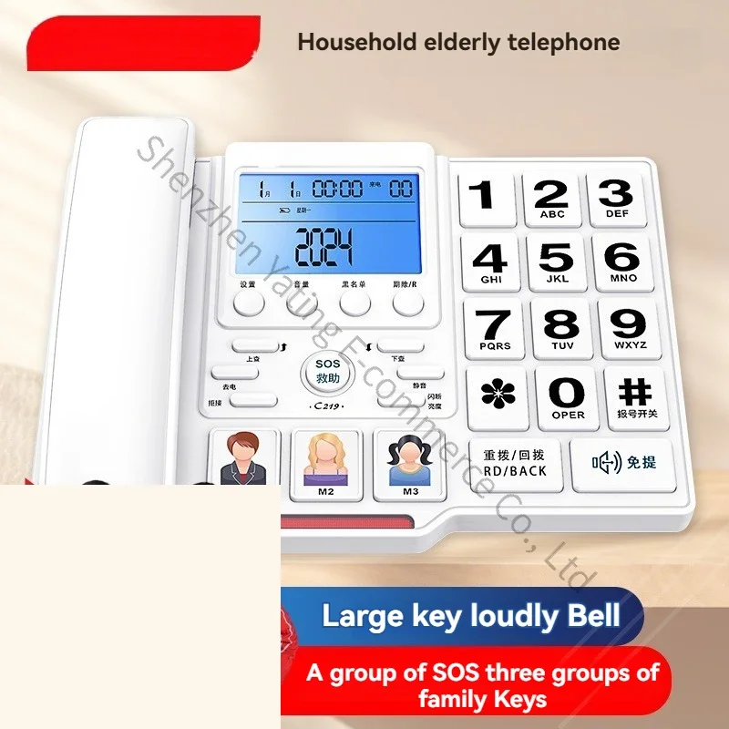Home landline telephone, one-touch dialing, loud ringtone, C219 senior citizen telephone, large screen display,large keypad font