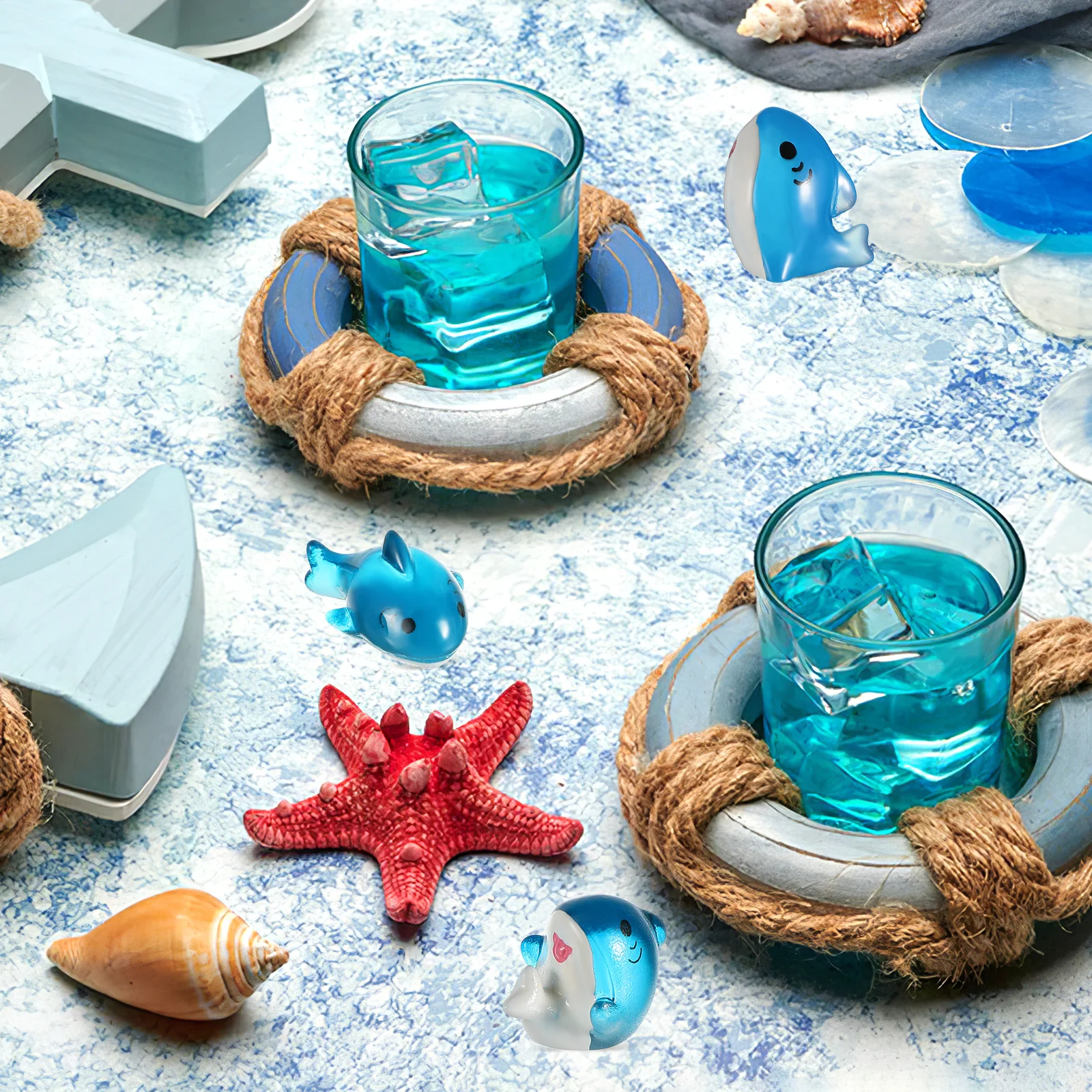 

6 pcs Mini Resin Shark Figurines Adorable Ocean Animal Statues for Micro Landscape Desktop Garden Decoration Wear Resistant