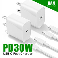 30W Gan USB C Charger Block for iPhone 16 15 14 e Pro Max Power Adapter for Google Pixel 9 iPad MacBook Air Samsung Wall Charger