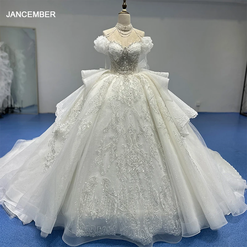 Factory Wholesale Elegant Wedding Gown For Bride 2024 Ball Gown Scoop Wedding Dress Backless Beading Vestido De Novia XS029