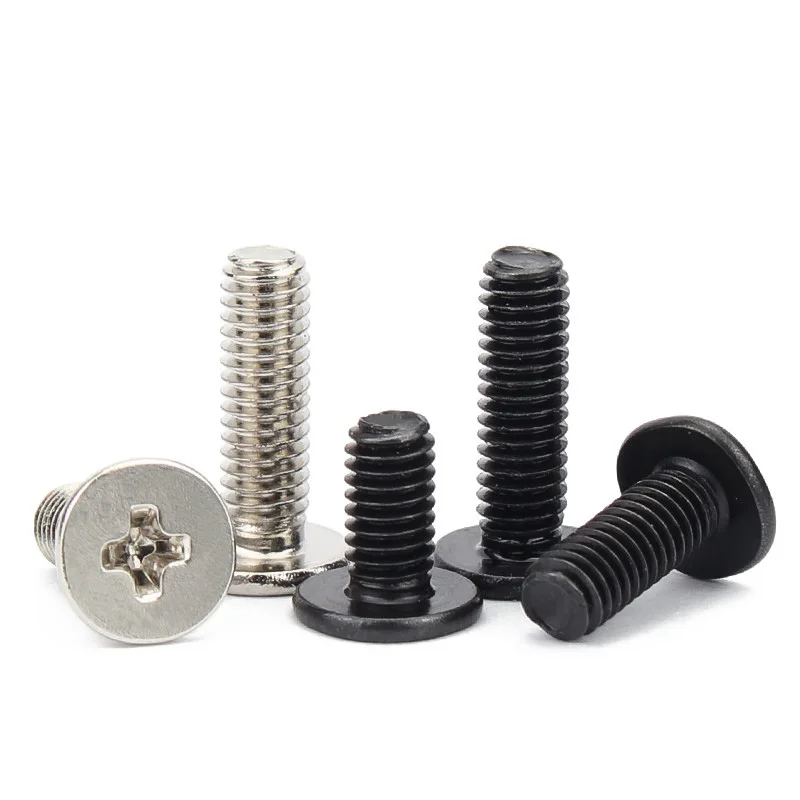 100/200/300/500pcs M2 M2.5 M3 M4 Black Mini Flat Head Phillips Screws Ultrathin Wafer Screw Bolt Notebook Digital Phone Glasses