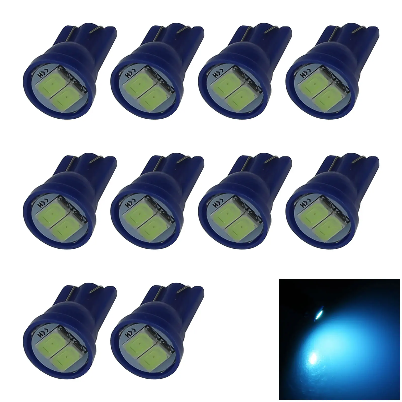 10x Ice Blue RV T10 W5W Malibu Landscape Light Wedge Lamp 2 Emitters 5630 SMD LED 657 1250 1251 A112-BB