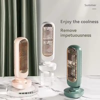 Stand Double Leaf Mini Table Fan 2000mAh Battery USB Rechargeable Tower Table Fan Portable Desktop Air Cooler for Home Camping