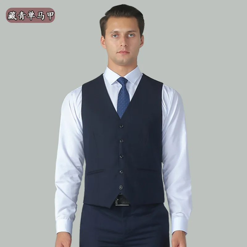 Herren Formelle Anzugweste Slim Fit V-Ausschnitt Einreihige Weste Übergröße Hochzeit Party Trauzeuge Business Büro Arbeitsuniform – Detail 4