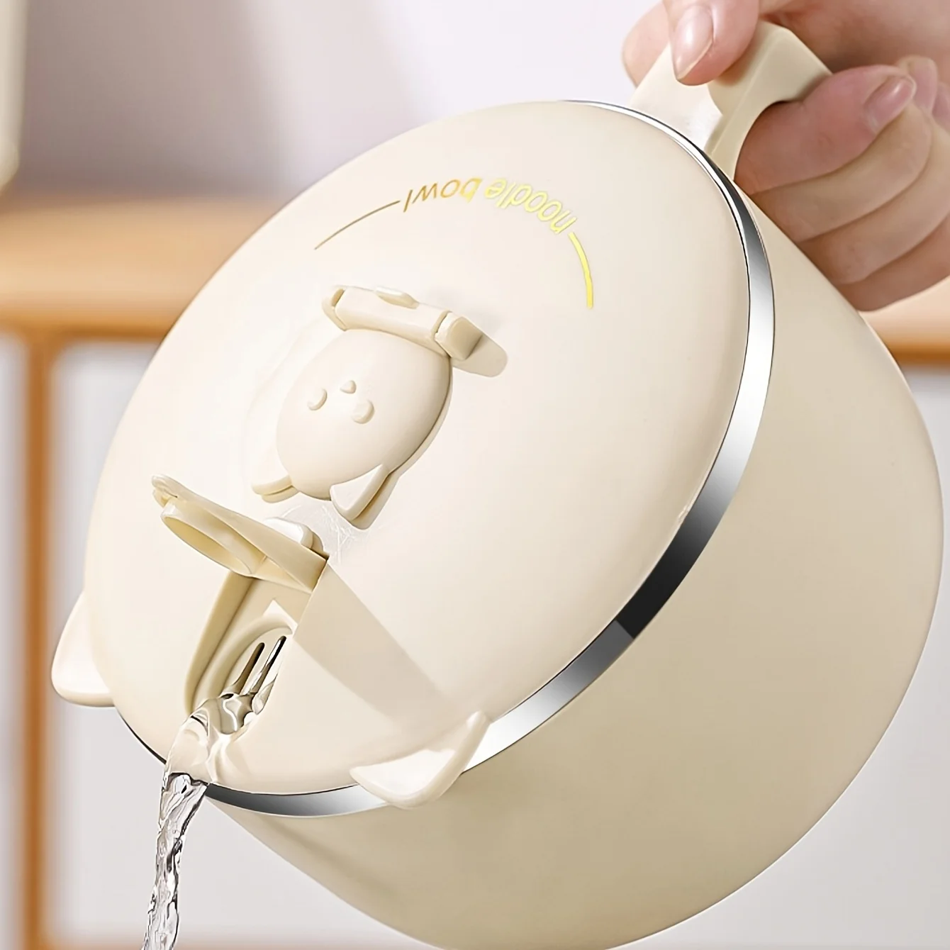 

1 шт. 304 миска для лапши быстрого приготовления - нержавеющая сталь большой емкости с крышкой, портативная посуда, идеально подходящая для сервировки лапши и риса