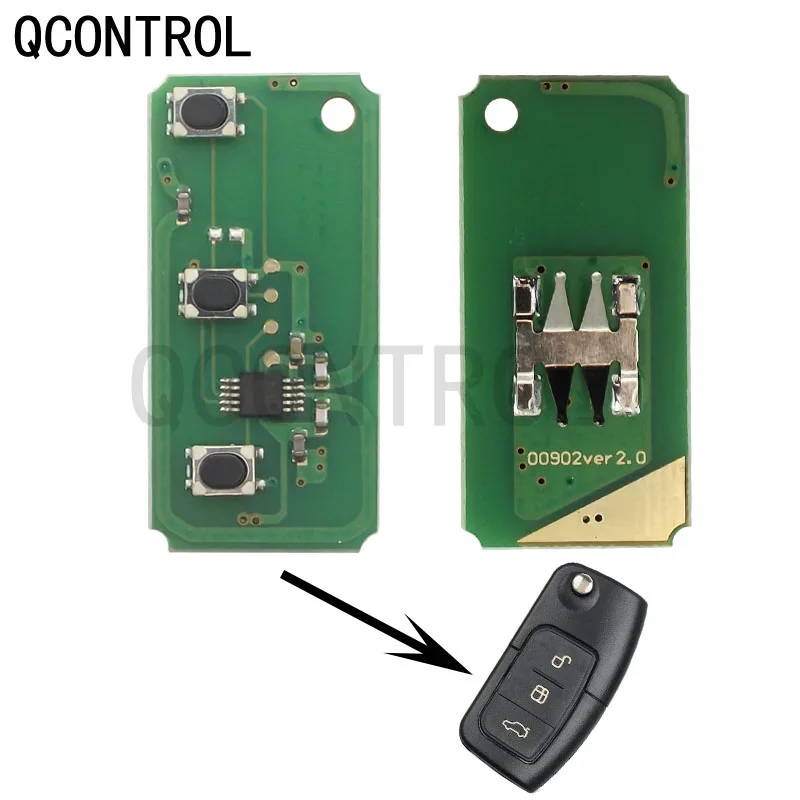 

QCONTROL 433MHz Car Remote Key Circuit Board for Ford Fusion Focus Mondeo Fiesta Galaxy Vehicle Flip Key