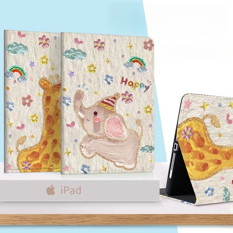 

Cute Animals Book-style Iapd Case for A16 11th 10th 9th 10.2 Pro 11 Air6/7 13 Cartoon Elephant Cover for Ipad Mini6/7 8.3in Case