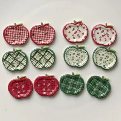 10Pcs Japanese Cute Plaid Floral Apple Buttons Red Green Vintage Women Kids Hat Coat Decoration Clothing DIY Sewing Accessories