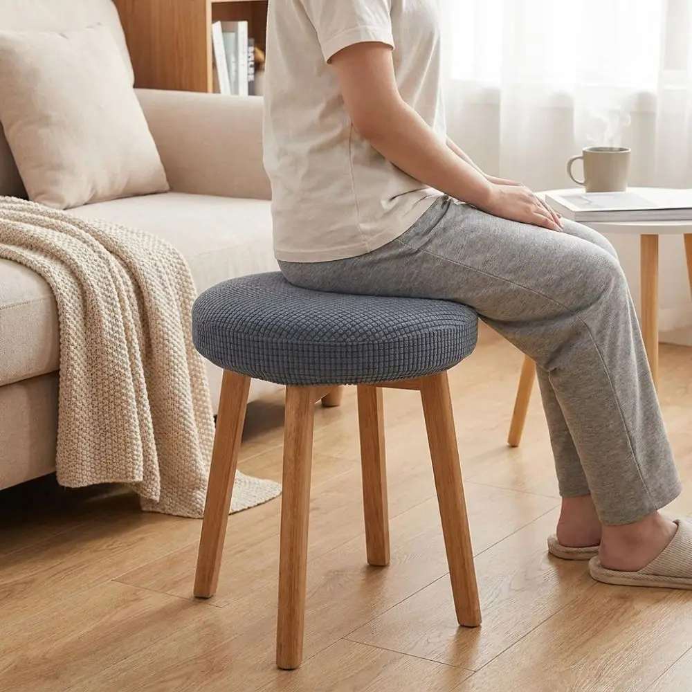 Soft Elastic Round Stool Chair Cover Polar Fleece Dust-proof Bar Stool Covers Breathable Wear-resistant Rotating Chair Cover
