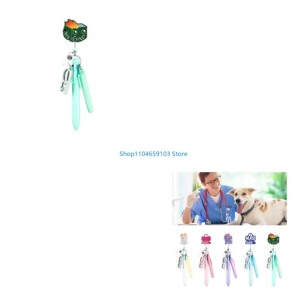 

Держатель значков медсестры и многофункциональный набор ручек с многоцветными ножницами для складывания ручек для работников