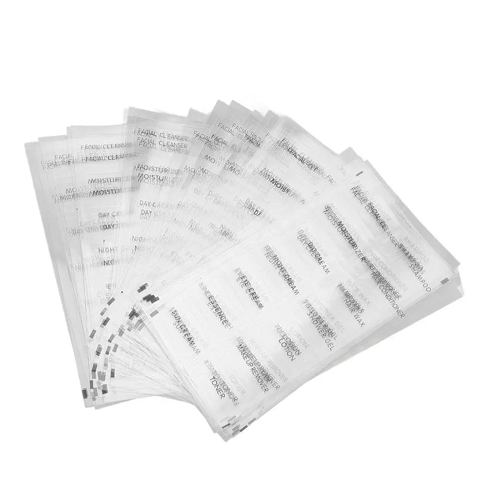 20Sheets Travel Toiletry Labels Clear PVC Stickers for Travel Size Bottles Easy Identification Bathroom Shampoo Conditioner
