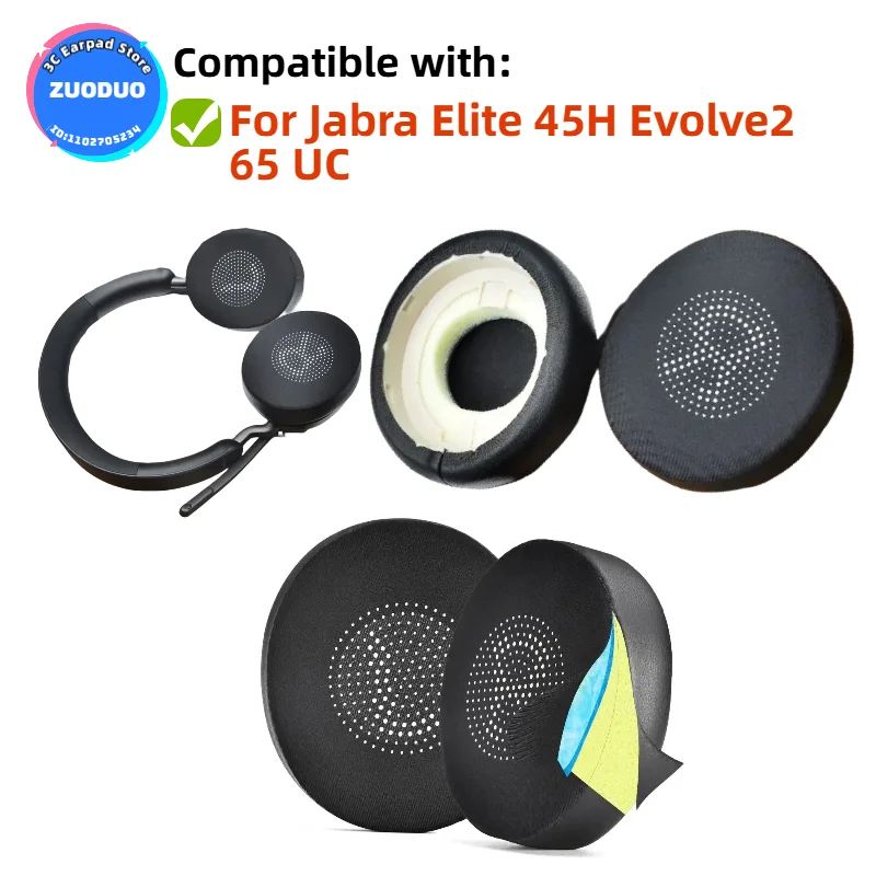 

Replacement Ear Pads Cushions for Jabra Elite 45H Evolve2 65 UC Headphone Soft Memory Foam Pads/Earpads