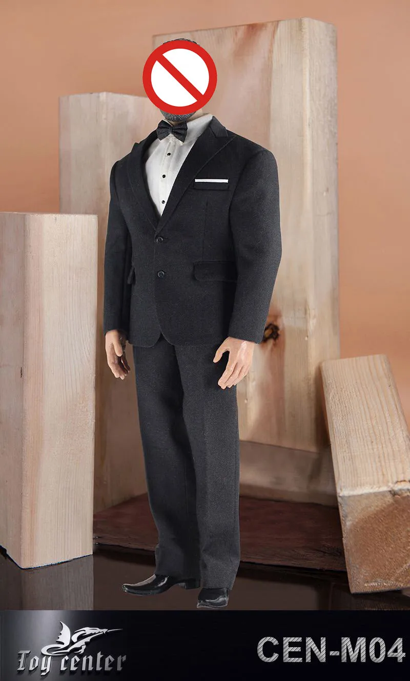 Toy center CEN-M04 escala 1/6, traje de caballero británico negro para hombre, modelo de ropa compatible con cuerpo de figura de acción Muscular fuerte TBL M34