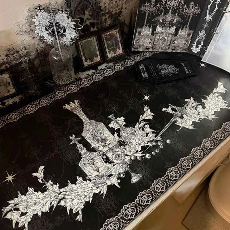 Divine Realm Gothic Building Mouse Pad Extra Large Dark Black Pad E-sports Games Keyboard Pad Computer Rubber Anti Slip Desk Mat